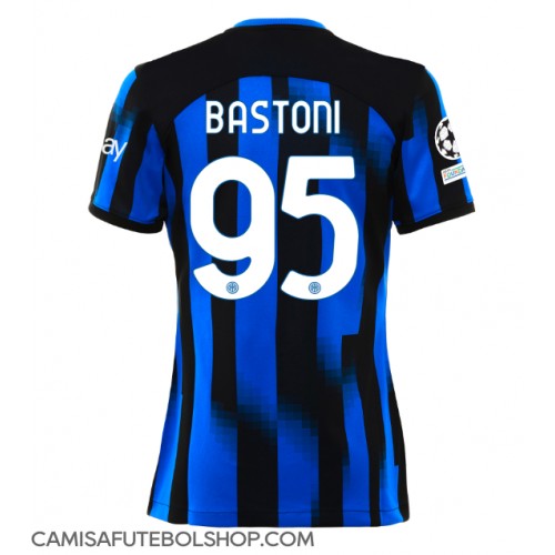 Camisa de time de futebol Inter Milan Alessandro Bastoni #95 Replicas 1º Equipamento Feminina 2023-24 Manga Curta